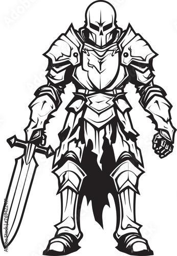 Cursed Warden Zombie Knight Soldier Black Emblem Logo Necrotic Sentinel Zombie Knight Soldier Black Icon Design