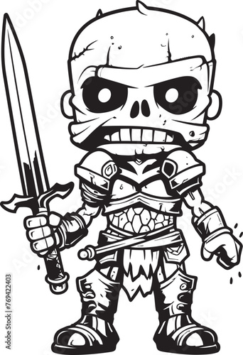 Graveyard Guardian Zombie Knight Soldier Black Vector Design Cursed Warden Zombie Knight Soldier Black Emblem Logo
