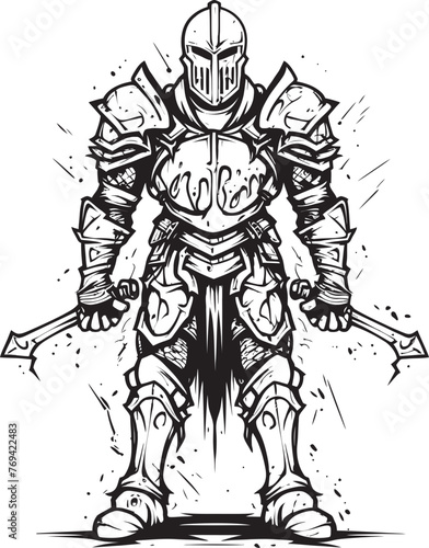 Soulless Defender Zombie Knight Soldier Black Logo Icon Grim Warden Zombie Knight Soldier Black Emblem Design