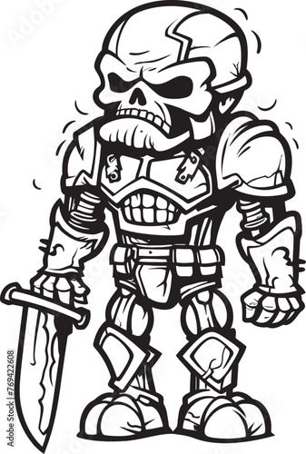 Macabre Sentinel Zombie Knight Soldier Black Emblem Design Ghostly Warden Zombie Knight Soldier Black Icon Emblem