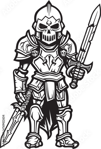 Ghastly Guardian Zombie Knight Soldier Black Logo Emblem Eerie Enforcer Zombie Knight Soldier Black Vector Icon