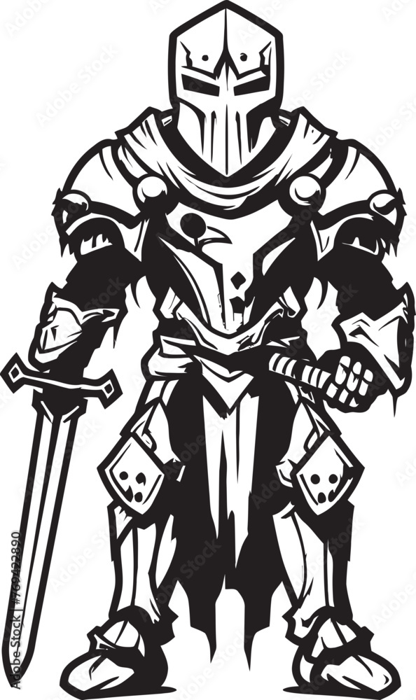 Soulless Sentinel Zombie Knight Soldier Black Vector Design Haunted Hero Zombie Knight Soldier Black Emblem Logo