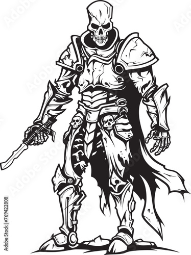 Eerie Enforcer Zombie Knight Soldier Black Emblem Design Phantom Paladin Zombie Knight Soldier Black Icon Emblem
