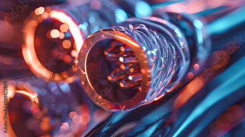 Close-up macro view of a three-core stranded insulated copper electrical cable