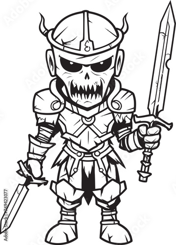 Sinister Sentinel Zombie Knight Soldier Black Vector Icon Eerie Enforcer Zombie Knight Soldier Black Emblem Design