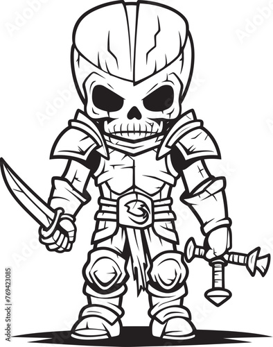 Grim Warden Zombie Knight Soldier Black Emblem Logo Eerie Crusader Zombie Knight Soldier Black Icon Design