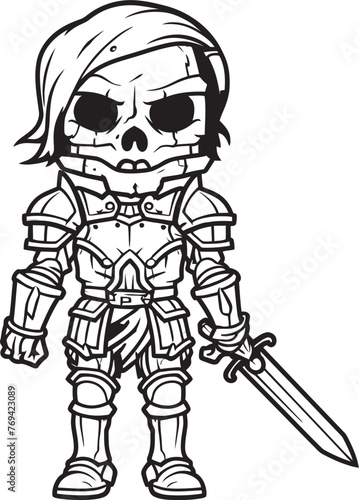 Eerie Enforcer Zombie Knight Soldier Black Emblem Design Phantom Paladin Zombie Knight Soldier Black Icon Emblem