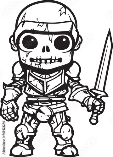 Eerie Enforcer Zombie Knight Soldier Black Logo Icon Shadowed Guardian Zombie Knight Soldier Black Emblem Design