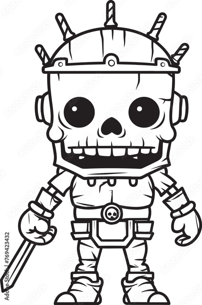 Obraz premium Ghostly Guardian Zombie Knight Soldier Black Emblem Logo Cursed Sentinel Zombie Knight Soldier Black Icon Design