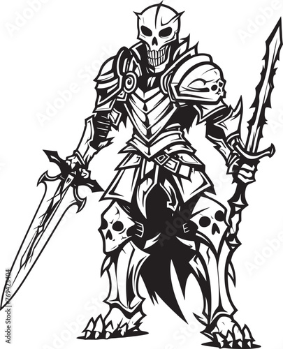 Eerie Enforcer Zombie Knight Soldier Black Logo Icon Shadowed Guardian Zombie Knight Soldier Black Emblem Design