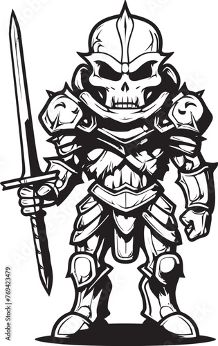 Sinister Sentry Zombie Knight Soldier Black Vector Emblem Eternal Enforcer Zombie Knight Soldier Black Logo Icon