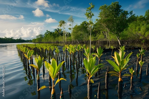 rice-growing season officially begins.Under a clear sky, mangrove plants on the Lebak coast mitigate coastal erosion and abrasion.


 photo