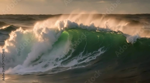 ocean wave at sunnset cinematic film photo