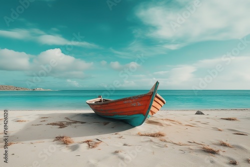 wood boat on the beach