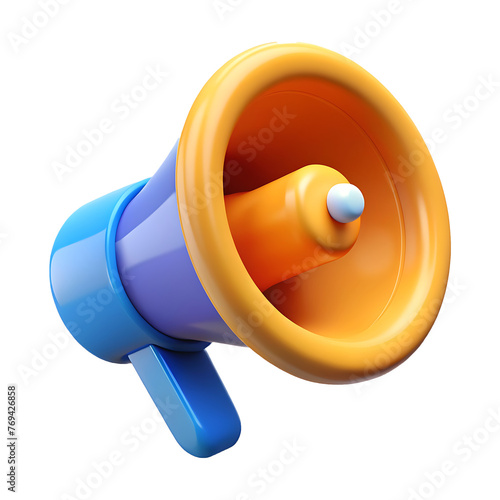 Megaphone speaker 3d render style icon image isolated on a transparent background PNG photo