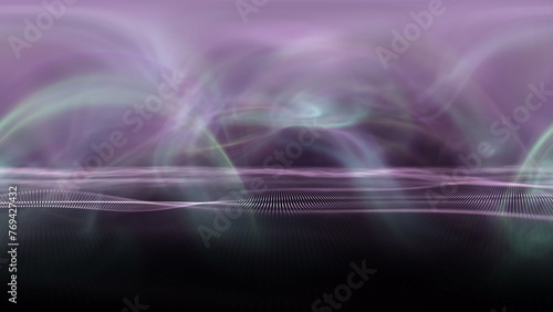 Fantasy waves with pink soft light streaks illustration background.