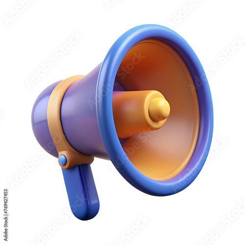 Megaphone speaker 3d render style icon image isolated on a transparent background PNG photo
