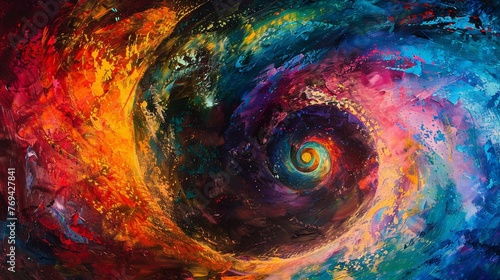 Colorful Swirl of Art A Vibrant Painting of a Spiral Generative AI