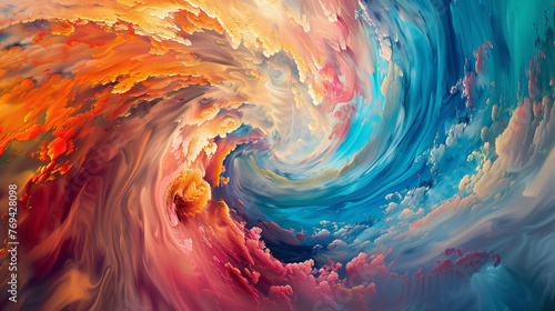 Spiraling vortexes of bright hues swirling across the canvas, each stroke adding to the mesmerizing composition.