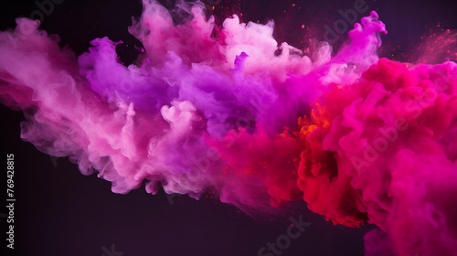 Dynamic Burst of Multicolored Powder, Abstract Art Concept with Vivid Pigments in Motion Against a Dark Background, Explosion of Color