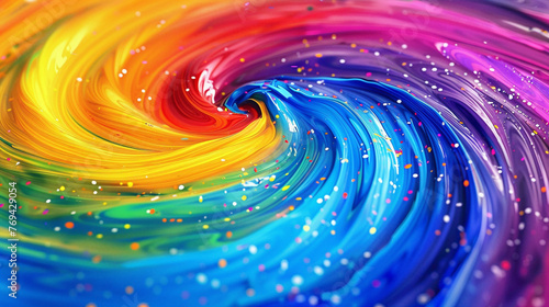 Spiraling vortexes of bright hues dancing across the canvas, evoking a sense of joy and excitement in the viewer.