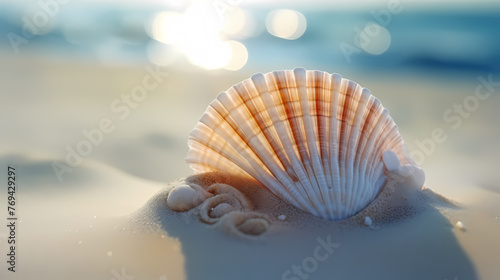 Textured conch shells on the beach