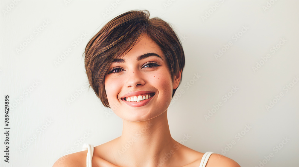 Young woman with short hairstyle for thin hair Young woman with short hairstyle for thin hair
