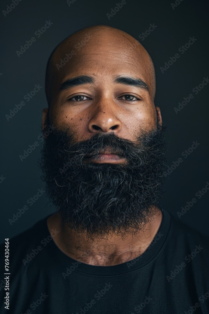 intense studio portrait of a masculine man with a long full grown beard intense studio portrait of a masculine man with a long full grown beard