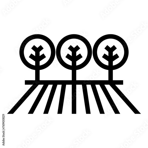 Fields and trees icon. Fields icon. 