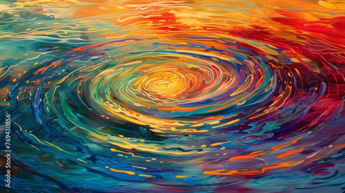 Spiraling vortexes of color expanding and contracting across the canvas, their movements hypnotic and mesmerizing.