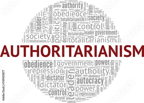 Authoritarianism word cloud conceptual design isolated on white background.