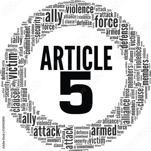 Article 5 word cloud conceptual design isolated on white background.