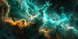 Galaxy Glow A Celestial Splash of Teal and Orange Generative AI