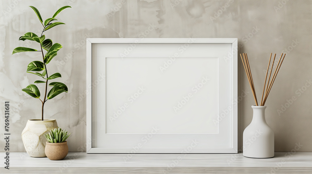Green plant with picture frame mockup Green plant with picture frame mockup
