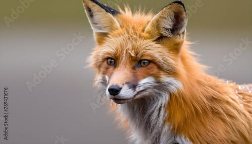 A Fox With Its Fur Matted From A Rain Shower © Shang