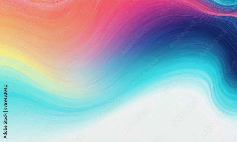 Obraz premium Vibrant orange teal psychedelic grainy gradient color flow wave on white background