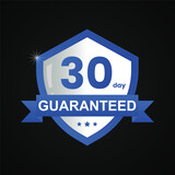 vector 30 days guaranteed shield label icon badge design
