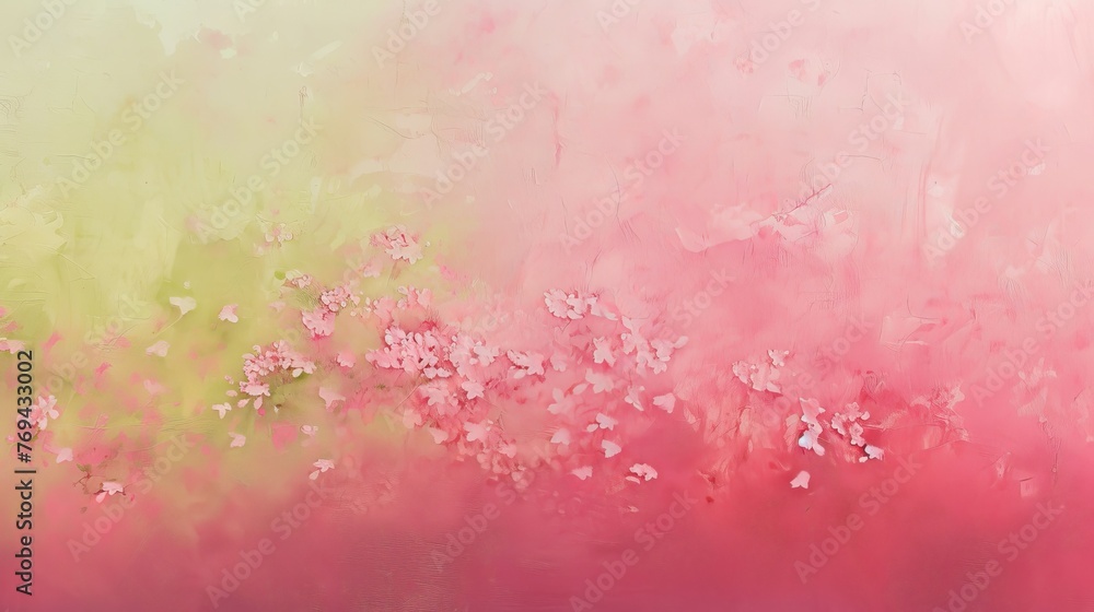 Springtime Splendor Unveiled: Vibrant Cherry Blossoms Blossoming Against Textured Gradient Backdrop - Ideal for Capturing the Essence of the Season in Design Projects and Artistic Creations