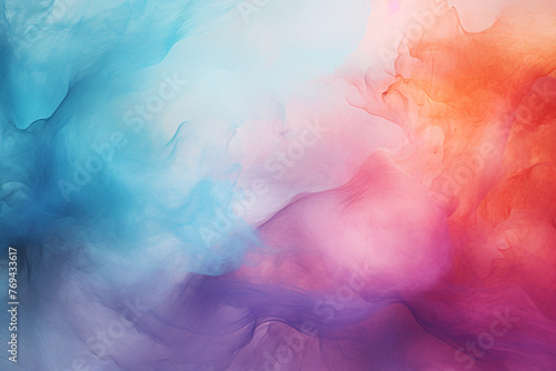 Abstract background painting with swirls of colorful smoke