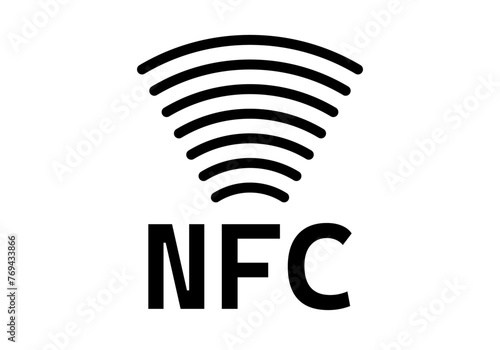 Icono negro de pago por NFC en fondo blanco.