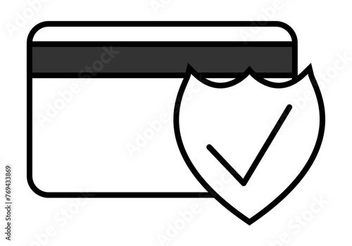 Icono negro de tarjeta de crédito con pago seguro.