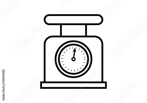 Icono de peso o balanza en fondo blanco.