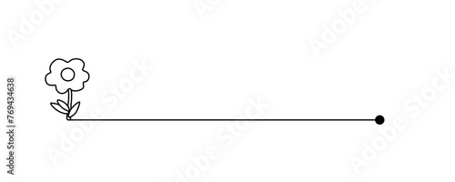 かわいい花のシンプル線画のフローラルな飾り線