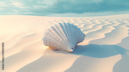 Conch shells lying on the beach at sunset