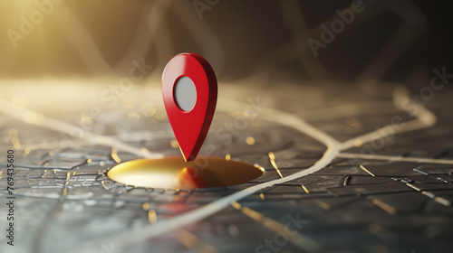 Red pin on map location concept