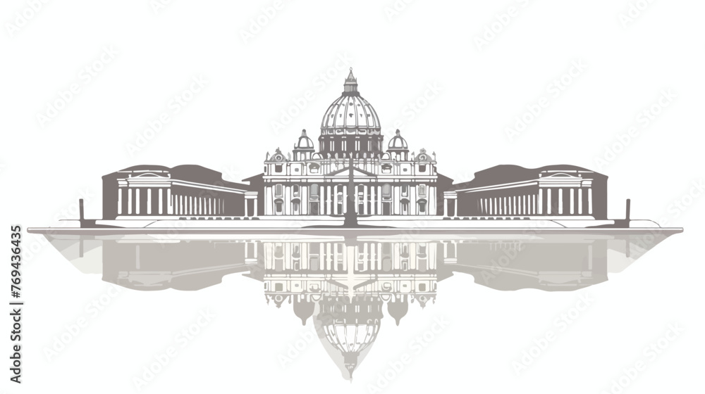 St peters basilica outline vector shadow illustration - obrazy, fototapety, plakaty 