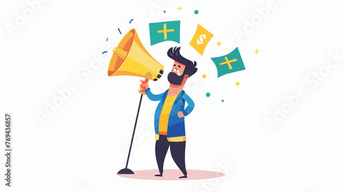 Swedish krona cartoon illustration holding megaphone