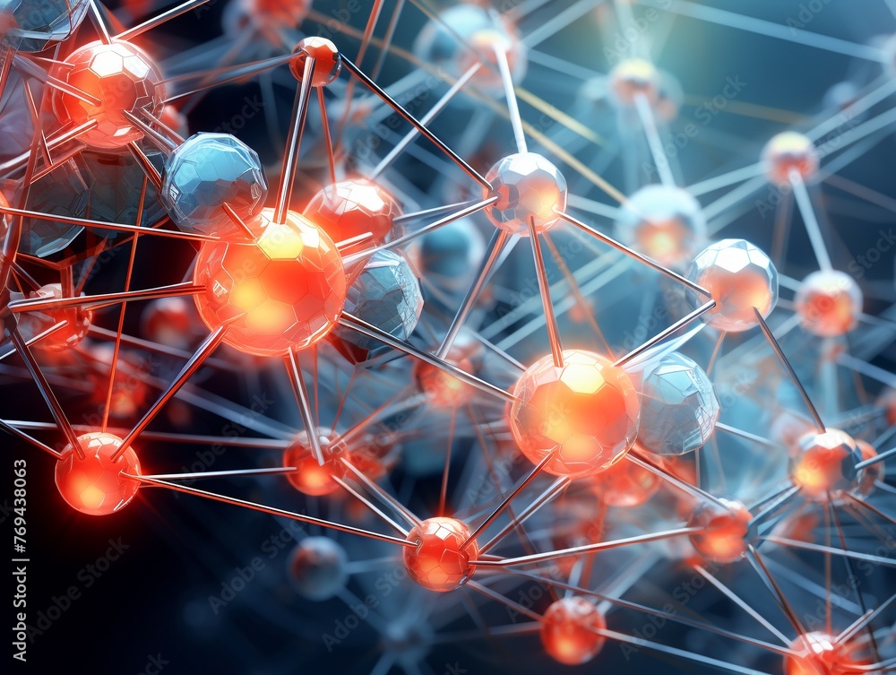Illustration of a molecular network functioning as a communication system detailed and sharp Illustration of a molecular network functioning as a communication system detailed and sharp