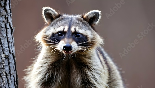 A Raccoon With Its Eyes Wide Open Alert To Any Mo
