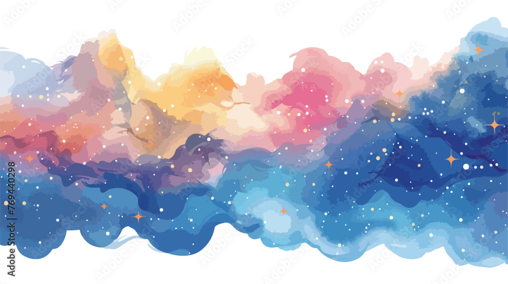 Watercolor Astral Field Flat vector isolated on white - obrazy, fototapety, plakaty 